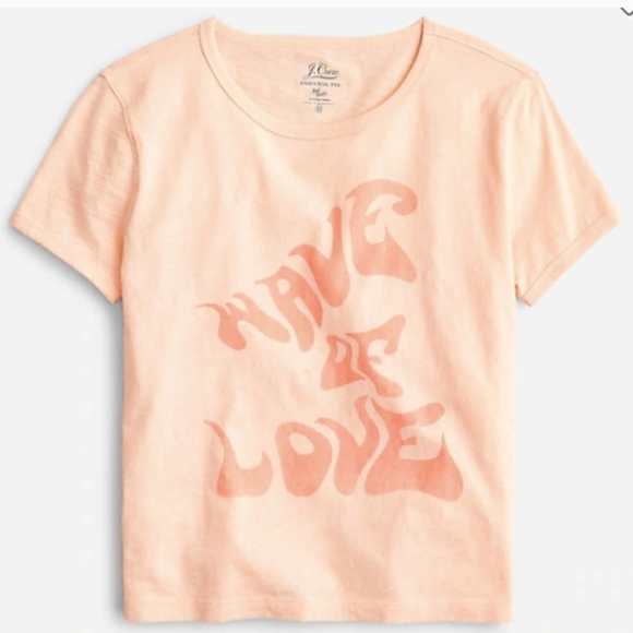 J. Crew Cropped "Wave of Love" T-Shirt Color Iced Peach Size L NWT - Picture 4 of 5